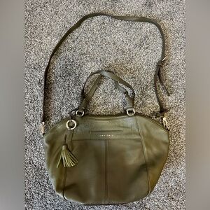 SANCTUARY OLIVE SATCHEL BAG ~ TASSEL PEBBLED LEATHER SATCHEL CROSSBODY ~$248